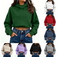 thumbnail image 1 of Jsaierl Women's Cropped Hoodies Cute Solid Color Hooded Sweatshirt Trendy Pullover Soft Long Sleeve Tops Early Fall Fashion S-2XL, 1 of 8