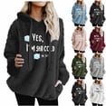 thumbnail image 1 of Jsaierl Women's Cute Fuzzy Fleece Hoodies Sweatshirts with Graphic Print Drawstring Holiday Fall Pullovers S-3XL, 1 of 7