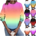 thumbnail image 1 of Jsaierl Women's Cute Ombre Crewneck Sweatshirts Long Sleeve Soft Casual Fall Pullovers S-2XL, 1 of 6