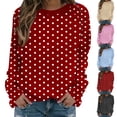 thumbnail image 1 of Jsaierl Women's Cute Polka Dot Crewneck Pullover Sweatshirts Long Sleeve Comfortable Fashion Casual Tops S-2XL, 1 of 8