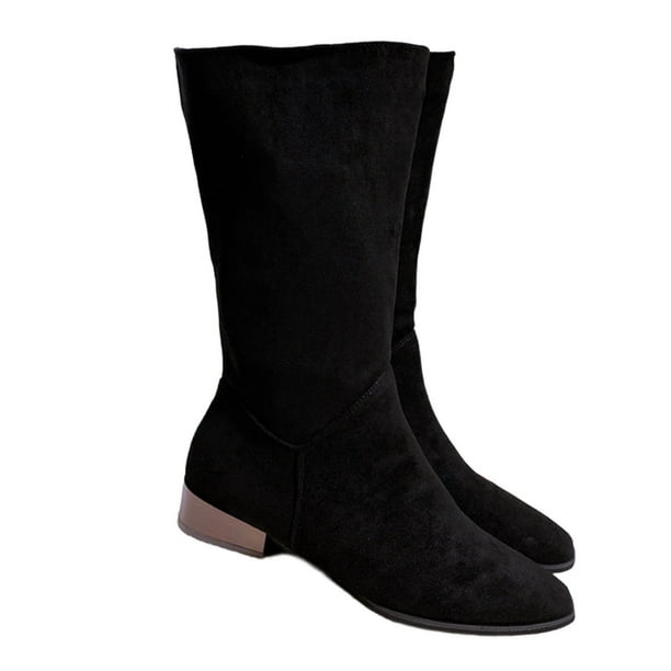 Jsaierl Women's Extra Wide Calf Slouchy Boots, Wide Width Flat Heel Mid ...