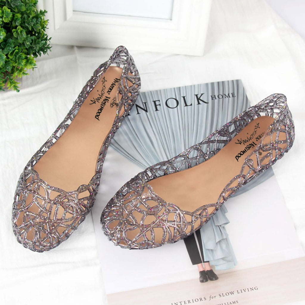 Voris Vina Jelly Mesh Ballet Flats For Women Clear Hollow Botswana