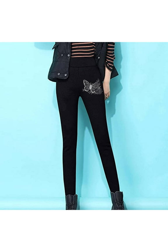 Women's Fleece Lined Leggings Tummy Control Warm Thick Tights Butt Lifting Cotton Pants Slim Athletic Workout Legging