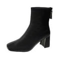 thumbnail image 1 of Jsaierl Women's GoGo Ankle Boots Square Toe Side Zipper Chunky Block Heel Mid Calf Low Heeled Short Booties, 1 of 5