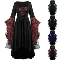 Jsaierl Women's Halloween Costumes Plus Size Vintage Renaissance Dresses Gothic Irish Costumes Steampunk Ball Gown Dresses