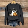 thumbnail image 1 of Jsaierl Women's Halloween Sweatshirts Plus Size Pumpkin Ghost Graphic Sweatshirt Classic Crewneck T-shirt Long Sleeve Tunic Pullover Tops Halloween Party Supplies, 1 of 4