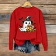 thumbnail image 1 of Jsaierl Women's Halloween Sweatshirts Plus Size Pumpkin Ghost Graphic Sweatshirt Classic Crewneck T-shirt Long Sleeve Tunic Pullover Tops Halloween Party Supplies, 1 of 4
