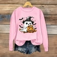 thumbnail image 1 of Jsaierl Women's Halloween Sweatshirts Plus Size Pumpkin Ghost Graphic Sweatshirt Classic Crewneck T-shirt Long Sleeve Tunic Pullover Tops Halloween Party Supplies, 1 of 4