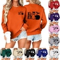thumbnail image 1 of Jsaierl Women's Halloween Sweatshirts Spooky Print Pullovers Fall Loose Fit Round Neck Long Sleeve Sweater Tops Halloween Costumes, Sizes S-2XL, 1 of 7