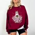 thumbnail image 1 of Jsaierl Women's Halloween Sweatshirts Spooky Pumpkin Ghost Print Sweatshirt Trendy Crewneck T-shirt Long Sleeve Dressy Casual Pullover Tops Halloween Party Supplies, 1 of 4