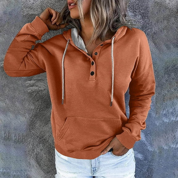 Jsaierl Women's Hoodies Cute Solid Color Graphic Hooded Sweatshirts Lightweight Sweaters Trendy Long Sleeve Top Hoodie