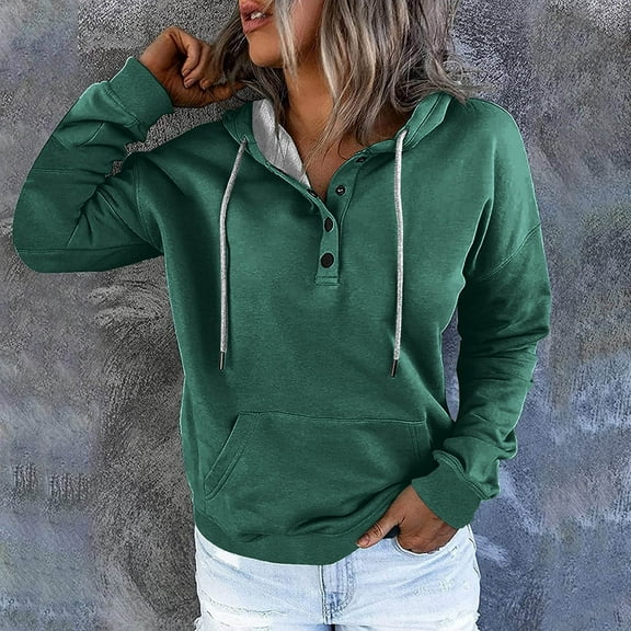Jsaierl Women's Hoodies Cute Solid Color Graphic Hooded Sweatshirts Lightweight Sweaters Trendy Long Sleeve Top Hoodie