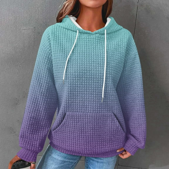 Jsaierl Women's Hoodies Oversized Gradient Print Hoodies Sweatshirts Holiday Pullover Workout Long Sleeve Top Hoodie