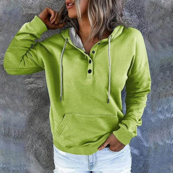 jsaierl Women's Hoodies Plus Size Solid Color Print Hooded Sweatshirts Casual Pullover Comfort Long Sleeve Top Hoodie