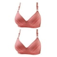 thumbnail image 1 of Jsaierl Women's Lace Bras Wireless Lift T-shirt Bras Seamless Comfy Bralettes Shapewear Breathable Full Figure Bras 2 Pack, 1 of 2