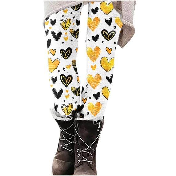 Jsaierl Women's Leggings Butt Lifting Love Heart Print Tights Activewear Legging Pants Stretch Slim Yoga Leggings Valentines Day Gifts for Women