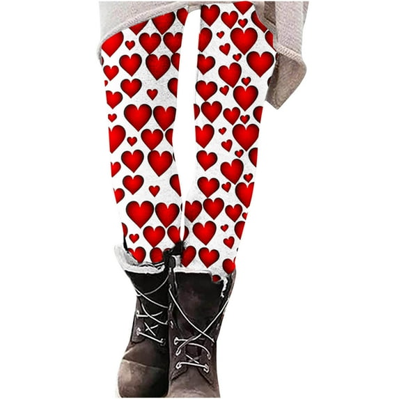 Jsaierl Women's Leggings Butt Lifting Love Heart Print Tights Activewear Legging Pants Stretch Soft Athletic Leggings Womens Fashion