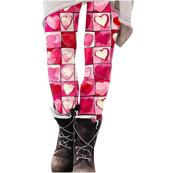 Jsaierl Women's Leggings Butt Lifting Love Heart Print Tights Casual Legging Pants Stretch Slim Gym Leggings Spring Clothes for Women 2025