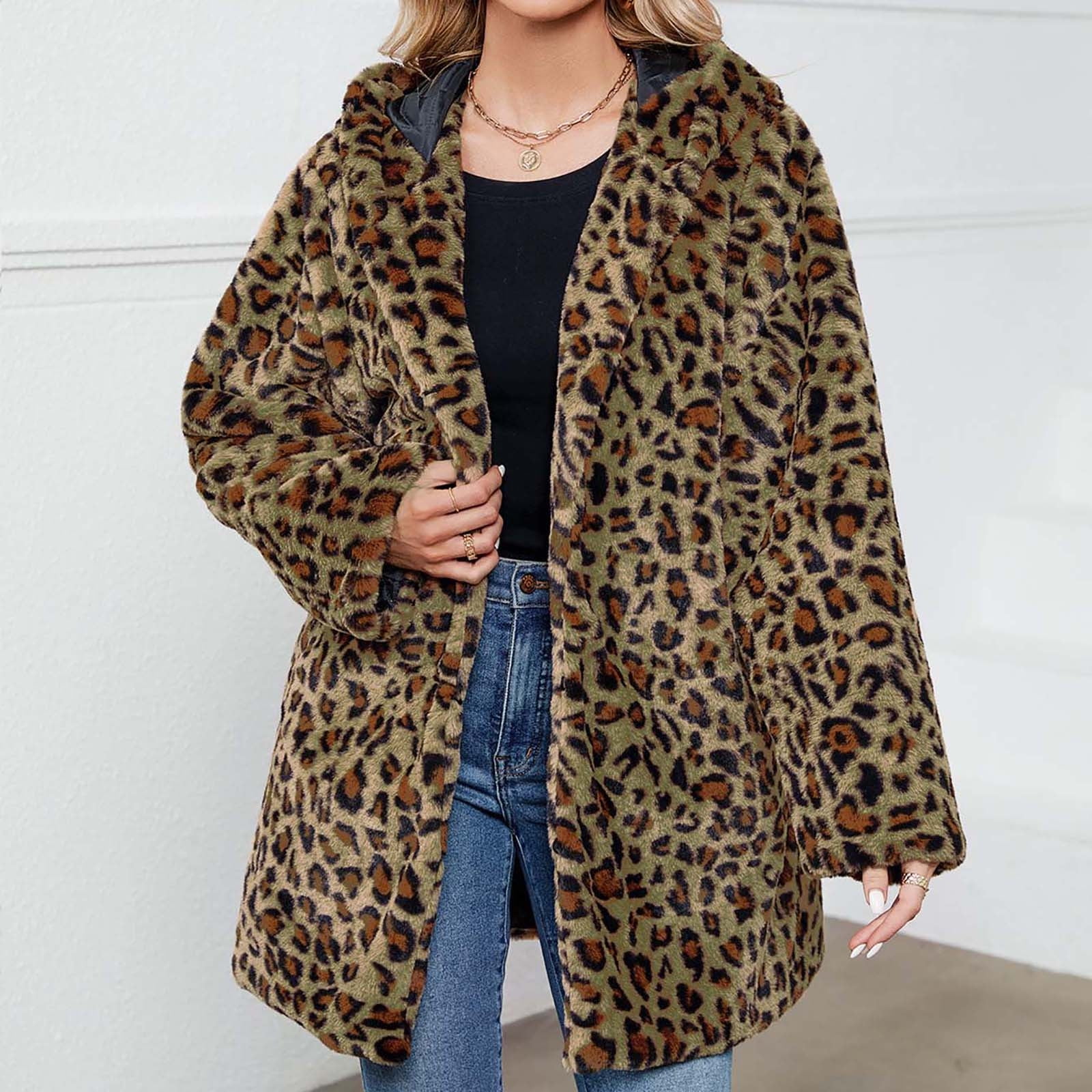 Oversized Leopard Print Coat Vintage Leopard Print Faux Fur Coat 