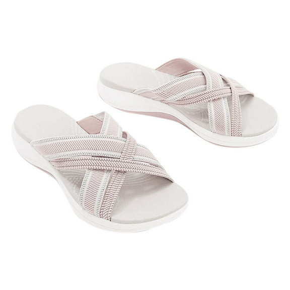 Womens Wedge Flip Flops Sandals Upgrade Elastic Cross Correction Slides Sandals Summer Comfortable Platform Bohemia Casual Thong Sandal