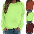 thumbnail image 1 of Jsaierl Women's Lightweight Crewneck Pullovers Sweatshirts Solid Color Loose Fit Casual Work Tops S-5XL, 1 of 6
