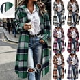 thumbnail image 1 of Jsaierl Women's Long Plaid Flannel Shacket Button Down Lapel Collar Oversized Jacket Fall Winter Casual Outerwear Coat, 1 of 9