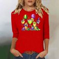 thumbnail image 1 of Jsaierl Women's Mardi Gras Shirts Funny Carnival Themed Mask Print Tees Trendy 3/4 Sleeve T Shirts Blouses Dressy Casual Crewneck Gifts Tops, 1 of 4
