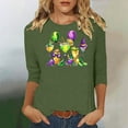 thumbnail image 1 of Jsaierl Women's Mardi Gras Shirts Funny Carnival Themed Mask Print Tees Trendy 3/4 Sleeve T Shirts Blouses Dressy Casual Crewneck Gifts Tops, 1 of 4