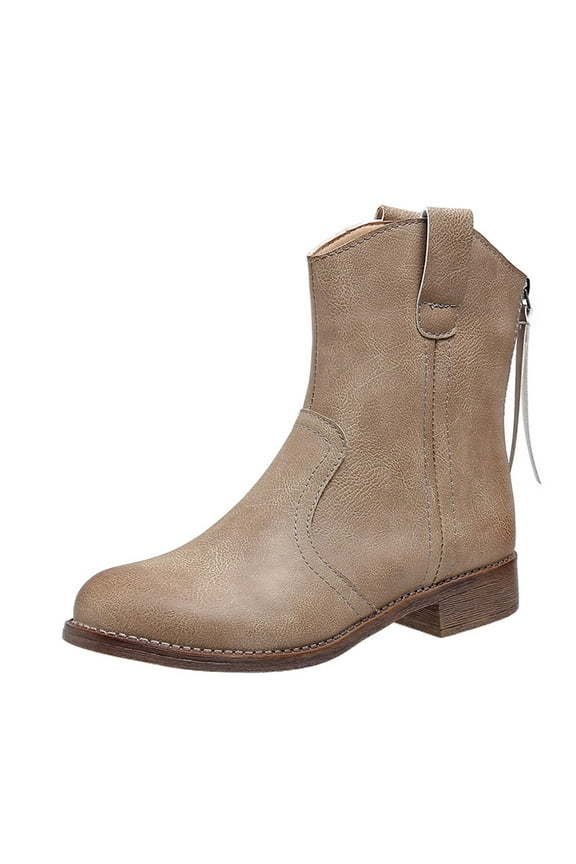 Women's Mid Calf Western Cowgirl Boots Cowboy Ankle Boots Chunky Heel Pointed Toe Fashion Festival Boots for Women