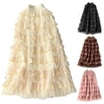 thumbnail image 1 of Jsaierl Women's Multi-Layer Ruffle Tulle Maxi Skirt, Elastic Waist Fluffy Long Skirt, Princess Style Tiered Skirt for Party Prom Photoshoot, 1 of 6