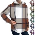 thumbnail image 1 of Jsaierl Women's Oversized Plaid Hoodies Sweatshirts Drawstring Kangaroo Pocket Fashion Trendy Tops S-2XL, 1 of 6