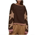 thumbnail image 1 of Jsaierl Women's Oversized Star Sweatshirts 2024 Fall Fashion Long Sleeve Crewneck Drop Shoulder Teen Girls Y2K Graphic Crop Tops, 1 of 6
