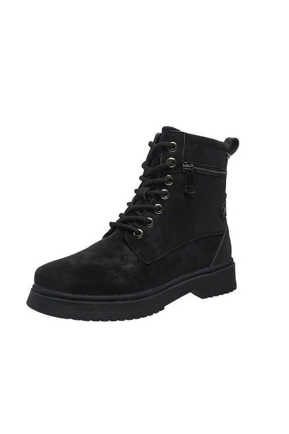 Women's Platform Combat Boots Lace Up Goth Ankle Booties Shoes Pull On Fall Winter Boots Low Chunky Block heels Side Zipper Boots Fashion Causal Shoes