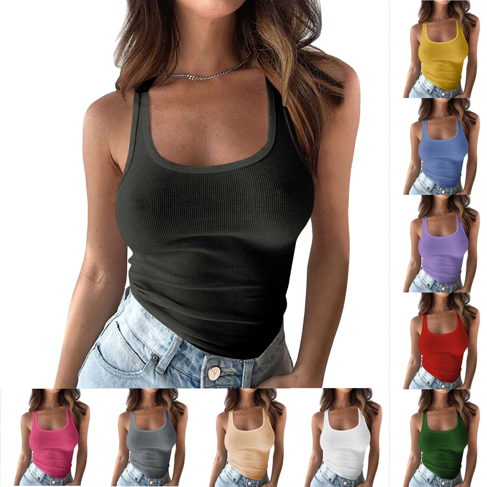 Womens Cotton Tank Top With V-Neck Knot Detail Breathable Relaxed Fit Blue Ideal For Everyday Summer Wardrobe