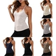 thumbnail image 1 of Jsaierl Women's Scoop Neck Halter Spaghetti Strap Ribbed Cami Top, Slim Cropped Fit Stretchy Knit Camisole, Trendy Basic Layering Tank for Denim Matching, 1 of 7