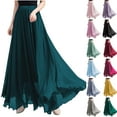 thumbnail image 1 of Jsaierl Women's Solid Chiffon Maxi Skirt, Elastic High Waist Flowy Tiered Skirt, Lightweight Casual Long Skirt for Summer Beach Vacation, 1 of 7