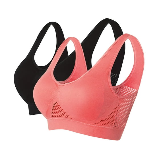 Jsaierl Women's Sports Bras High Impact Yoga Workout T-shirt Bra Cotton Padded Bralettes Stretch Push up Sports Bras 2 Packs