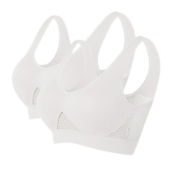 Jsaierl Women's Sports Bras No Wire Yoga Training T-shirt Bra Cotton Breathable Bralettes Stretch Push up Sports Bras 2 Packs