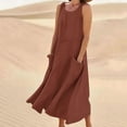 thumbnail image 1 of Jsaierl Women's Summer Cotton Linen Long Dress Sleeveless Elegant Flowy Dresses Plus Size Loose Comfy Dress with Pockets, 1 of 5
