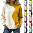 thumbnail image 1 of Jsaierl Women's Sweatshirts Casual Color Block Crewneck Sweatshirt Athletic Sweater Cotton Long Sleeve Tops Fall Clothes S-2XL, 1 of 6