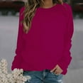 thumbnail image 1 of Jsaierl Women's Sweatshirts Cute Solid Color Graphic Sweatshirts Crewneck Holiday Pullover Tops Oversized Long Sleeve Blouses Womens Sweatshirts Under $10, 1 of 4