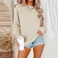 thumbnail image 1 of Jsaierl Women's Sweatshirts Cute Solid Color Sweatshirts Round Neck Casual Pullover Tops 2024 Long Sleeve Blouses Womens Sweatshirts Under $5, 1 of 5