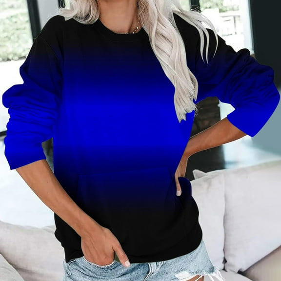 Jsaierl Women's Sweatshirts Funny Solid Color Sweatshirts Crewneck Holiday Sweater Tops 2024 Long Sleeve Shirts Winter Saving