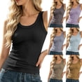 thumbnail image 1 of Jsaierl Women's U Neck Ribbed Knit Racerback Tank Top, Slim Fitted Stretch Solid Basic Sleeveless Tee, Everyday Layering Streetwear Cami, 1 of 7