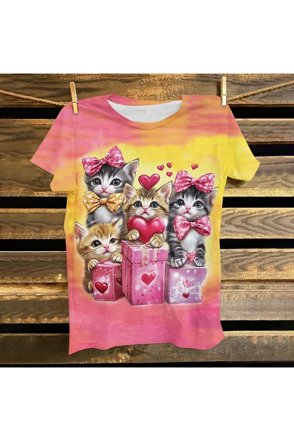 Women's Valentines Day Shirts Plus Size Love Heart Graphic Tees Work Short Sleeve Blouse Crewneck Tunic T-shirt Tops Valentines Day Gifts