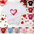 thumbnail image 1 of Jsaierl Women's Valentines Day Shirts Sweet Love Heart Graphic Tees Work Short Sleeve Blouse Crewneck Dressy Casual T-shirt Tops Valentines Day Gifts, 1 of 6