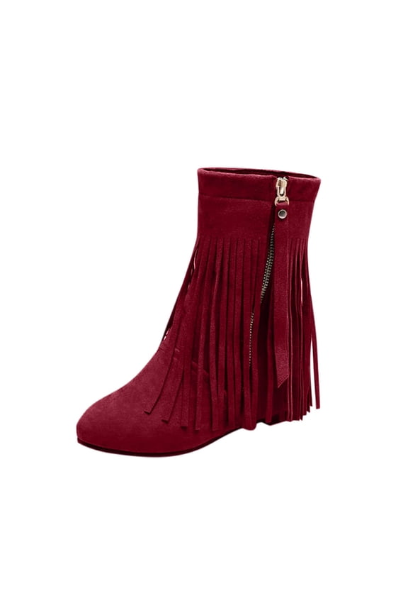 Women's Western Tassel Cowboys Ankle Boots, Retro Fringe Pointy Toe Chunky Low Heel Cowgirls Ankle Booties Mid Calf Riding Boots Retro Wide Calf Ankle Booties Short Boots Winter Shoes
