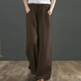 thumbnail image 1 of Jsaierl Women's Wide Leg Cotton Linen Pants Summer High Waist Loose Fit Casual Tie Front Trousers Lightweight Lounge Pants, 1 of 5