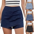thumbnail image 1 of Jsaierl Women's Wrap-Front Denim Skort, High Waist Casual Jean Skirt-Shorts, Faux Wrap Style Skort for Everyday Wear, 1 of 5