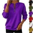 thumbnail image 1 of Jsaierl Womens 1/4 Zip Sweatshirts Loose Fit Solid Color V Neck Sweatshirt Fashion Pullover Working Out Long Sleeve Shirts Fall Fashion S-2XL, 1 of 6